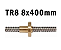 FUSO TRAPEZOIDAL TR8 8X400MM PASSO 8MM + FLANGE - Imagem 3