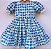 Vestido infantil Coleção de inverno Abraço - Encanto floral com xadrez Azul - Imagem 2