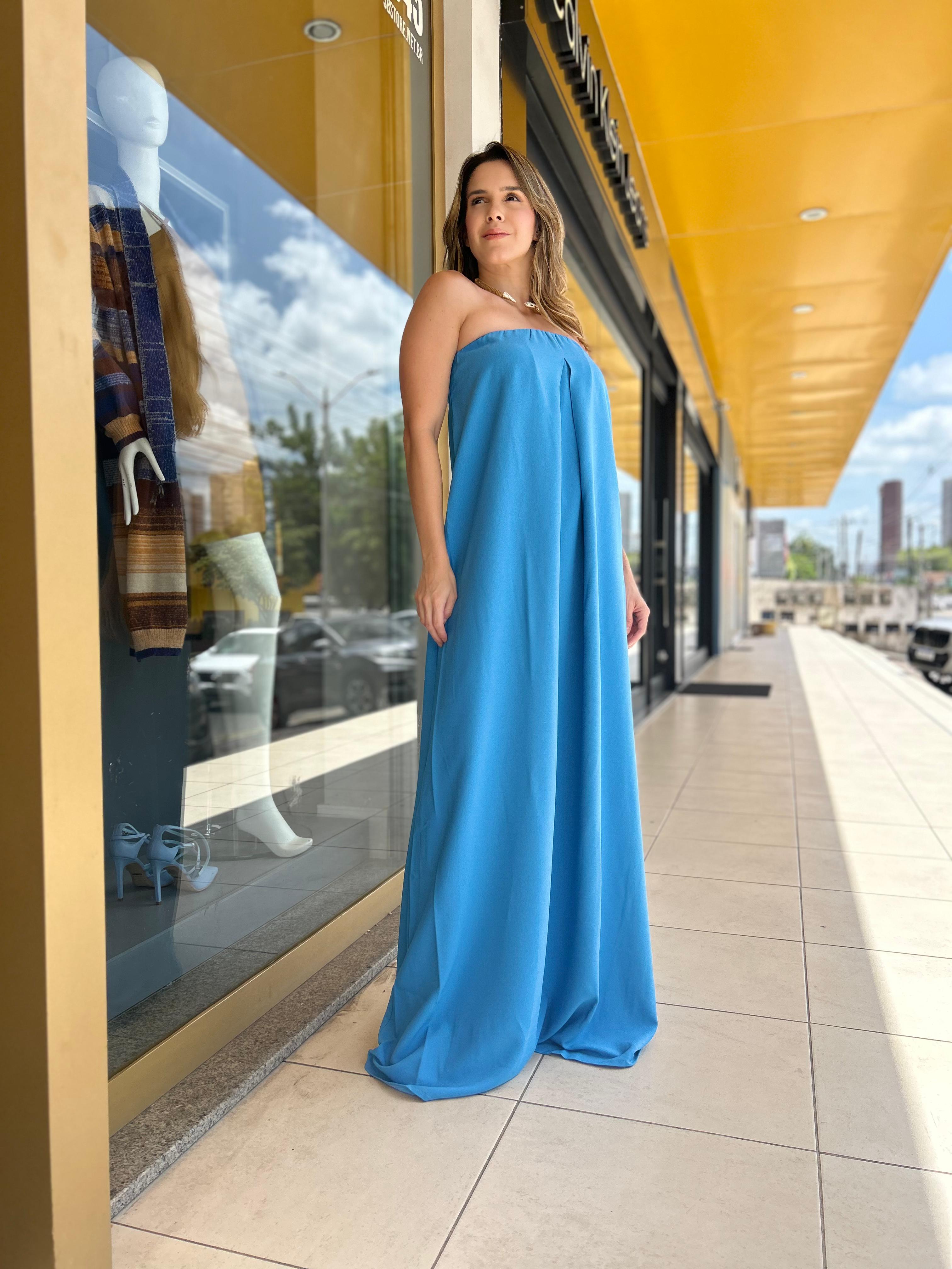 Vestido Tomara que Caia Carlota Costa Azul Claro - Imagem 1