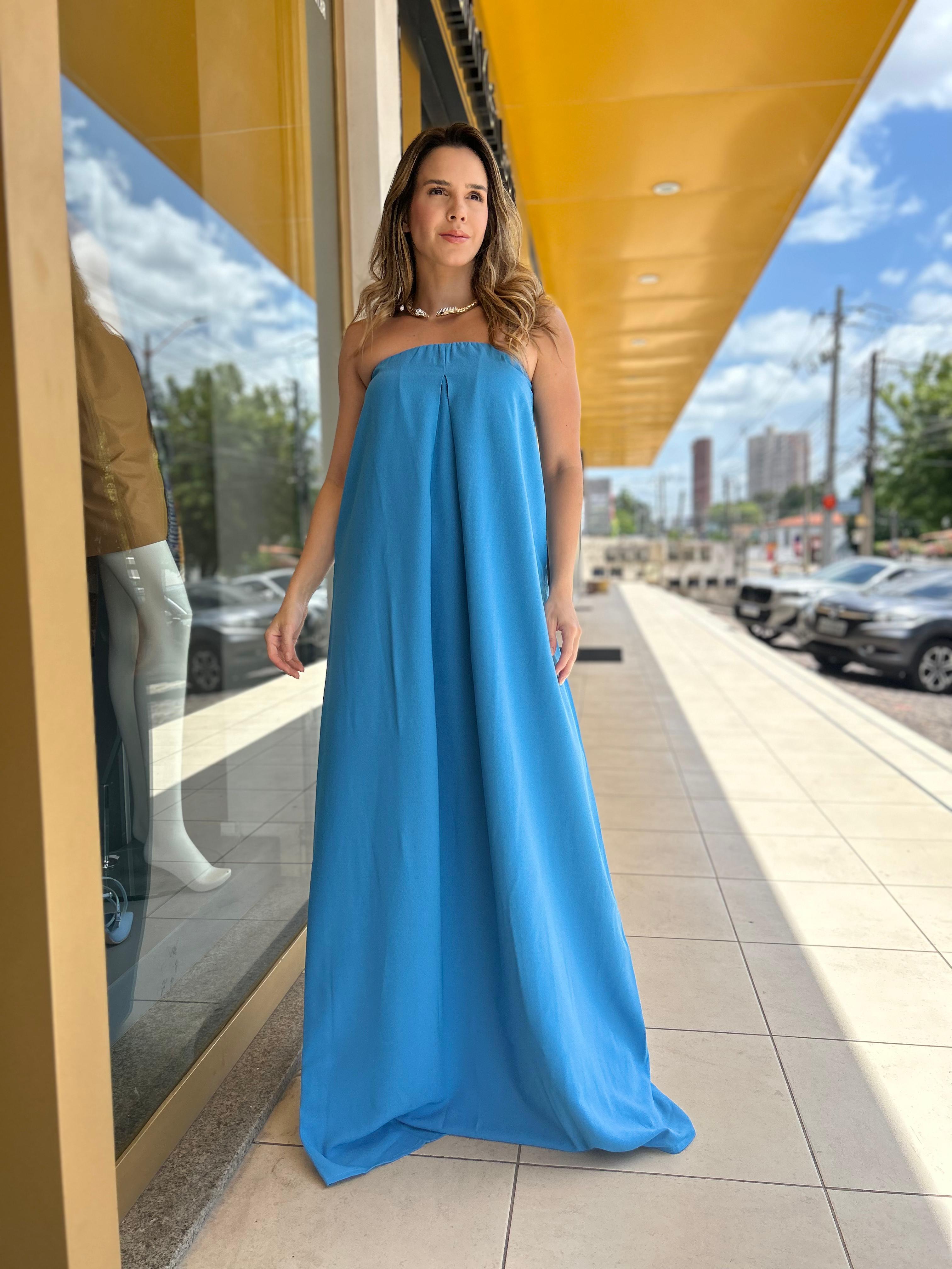 Vestido Tomara que Caia Carlota Costa Azul Claro - Imagem 2
