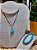 Conjunto Colar Gota e Pulseira Pedra Natural Turquesa - Imagem 2