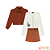 Trio de blusa cropped em canelado, jaqueta boxy e saia em cotelê Vic&Vicky (3 peças) - Imagem 2