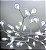Pendente Branco 54 Lamps Vidro Transparente e Branco Fosco 115cm x 25cm Ninho Ramos Galhos Flor Petalas - Imagem 1