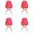 Kit 4x Cadeira Design Botone Eames Eiffel DAR Ray Pes Madeira Salas Madrid Vermelho  Fratini - Imagem 1