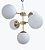 Lustre BALLS Golden Art T2050-5 Haste Vertical Esfera Vidro Moderno 5xE27 - Imagem 1