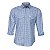 Camisa Masculina Xadrez Azul Manga Longa com Bolso Tricoline - Imagem 1