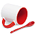 Caneca de Porcelana com Colher - Vermelha - Imagem 2
