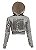 Joy Division Unknown Pleasures Cropped Moletom Cinza Com Capuz - Imagem 1