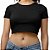 Blusa Cropped Liso Preto Manga Curta - Imagem 2