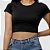 Blusa Cropped Liso Preto Manga Curta - Imagem 1