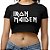Blusa Cropped Iron Maiden Logo Feminina Algodão Premium 30.1 Penteado - Imagem 2