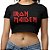 Blusa Cropped Iron Maiden Logo Feminina Algodão Premium 30.1 Penteado - Imagem 1