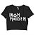 Blusa Cropped Iron Maiden Logo Feminina Algodão Premium 30.1 Penteado - Imagem 4