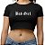 Blusa Cropped Bad Girl Letra Gótica Frase Y2K Feminina Preta Alternativo - Imagem 1
