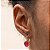 Brinco Anzol Zirconia Redonda Vermelho Banhado a Ouro - Imagem 2