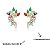 Brinco Ear Cuff Gotas Zircônias Coloridas Banhado A Ouro - Imagem 3