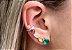 Brinco Ear Cuff Pedra Cristal Coração Gota Banhado Ouro - Imagem 4