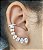 Ear Cuff Brinco Com Gotas Zirconia Branca Ródio Branco - Imagem 2
