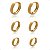 Trio Argola 1 2 3 Furos Lisa Banhado a Ouro 18k - Imagem 1