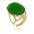 Anel Pedra Oval Verde Maxi Grande Banhado a Ouro 18k - Imagem 1