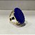 Anel Pedra Oval Azul Maxi Grande Banhado a Ouro 18k - Imagem 3