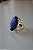 Anel Pedra Oval Azul Riscado Maxi Grande Banhado a Ouro - Imagem 6