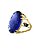 Anel Pedra Oval Azul Riscado Maxi Grande Banhado a Ouro - Imagem 1