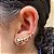 Brinco Ear Cuff Moderno Com Corações Lisos Banhado Ouro 18k - Imagem 5