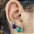 Ear cuff com Zirconias Turmalina e Azul Banhado a Ouro 18k - Imagem 1