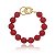 Pulseira Jade Vermelho Rubi Facetada Banhada a Ouro 18k - Imagem 1