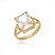 Anel Solitário Pedra Retangular Cristal Branco Banhado Ouro - Imagem 1