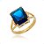 Anel Solitário Pedra Retangular Cristal Azul Banhado A Ouro - Imagem 1