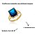 Anel Solitário Pedra Retangular Cristal Azul Banhado A Ouro - Imagem 2