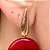 Brinco Pedra Jade Vermelha Clássico Banhado a Ouro Luxo - Imagem 5