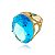 Anel Pedra Oval Grande Azul Celeste Banhado a Ouro 18k Luxo - Imagem 1