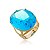 Anel Pedra Oval Grande Azul Celeste Banhado a Ouro 18k Luxo - Imagem 2