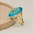 Anel Pedra Oval Grande Azul Celeste Banhado a Ouro 18k Luxo - Imagem 3