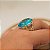 Anel Pedra Oval Grande Azul Celeste Banhado a Ouro 18k Luxo - Imagem 4