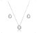 Conjunto Colar e Brinco Gota Branco Cristal Prata Fina 925 - Imagem 1