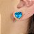 Brinco de Pedra Coração Azul Celeste Banhado a Ouro - Imagem 3