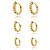 Brinco Trio de Argolas Cravejadas Zirconias Banhado Ouro - Imagem 1