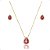 Conjunto Colar Brinco Gota Fusion Rosa Pink Banhado a Ouro - Imagem 1