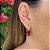 Brinco Anzol Gancho Zirconia Vermelho Banhado Ouro - Imagem 4