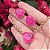 Conjunto Colar Brinco Coração Rosa Fusion Banhado Ouro - Imagem 4