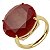 Anel Pedra Redonda Grande Cristal Marsala Banhado a Ouro - Imagem 1