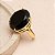 Anel Pedra Redonda Grande Cristal Preto Onix Banhado a Ouro - Imagem 4