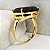 Anel Pedra Redonda Grande Cristal Preto Onix Banhado a Ouro - Imagem 3