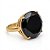 Anel Pedra Redonda Grande Cristal Preto Onix Banhado a Ouro - Imagem 1