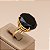 Anel Pedra Redonda Grande Cristal Preto Onix Banhado a Ouro - Imagem 3