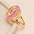 Anel Pedra Redonda Grande Cristal Rosa Banhado a Ouro - Imagem 5